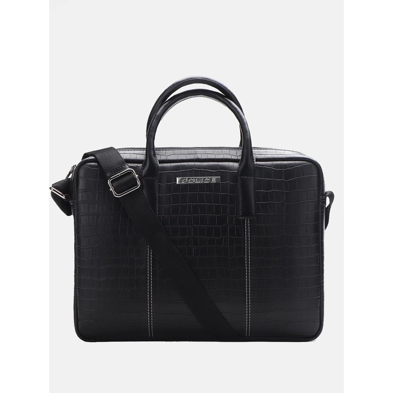 Police Men Textured PU 14 Inch Laptop Bag
