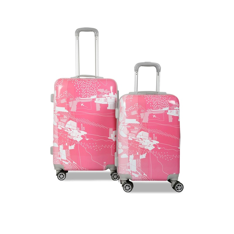 Polo Class Pink Set of 2 Printed Hard Case 360 Degree Rotation Trolley Suitcases