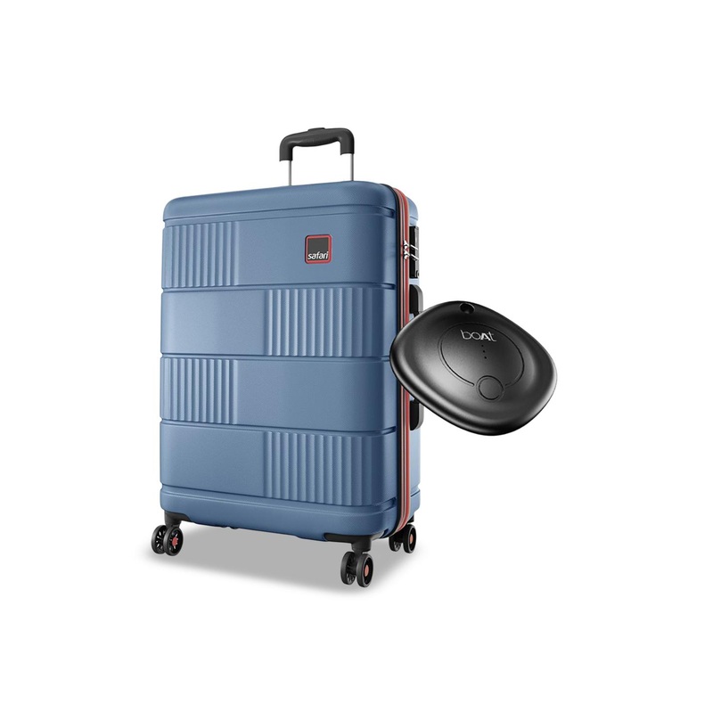 Safari Trackr Textured Hard-Sided Large GPS Enabled Trolley Suitcase With Tag