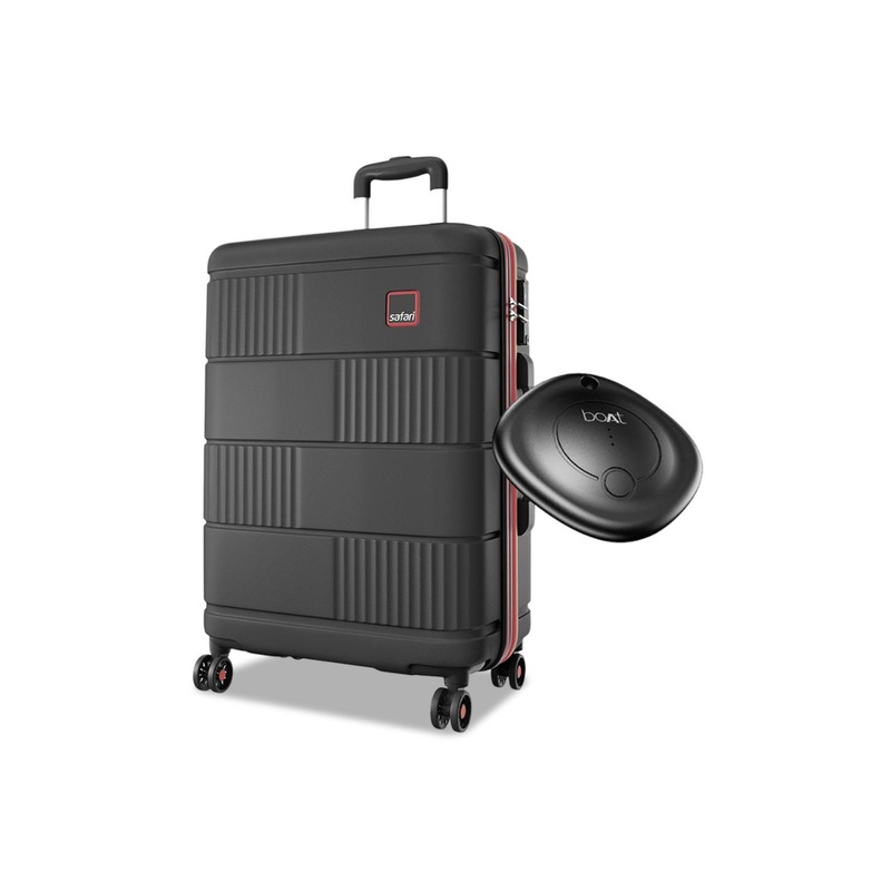Safari Trackr Textured Hard-Sided Large Trolley Suitcase With Tag