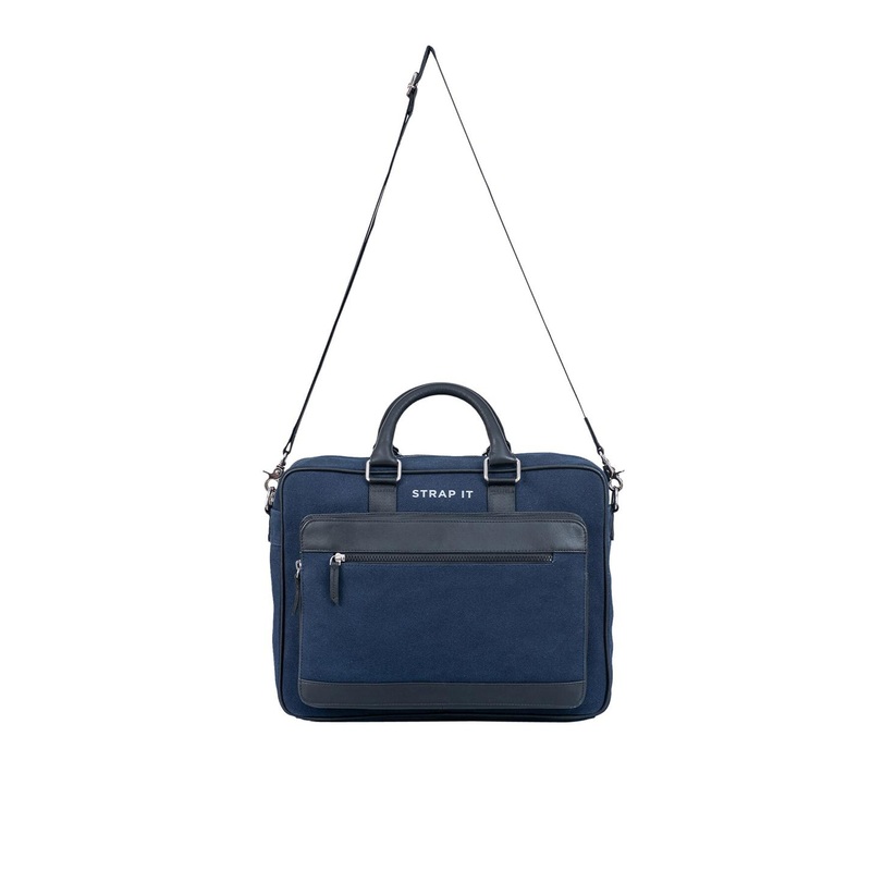 STRAP IT Men Navy Blue 15 Inch Laptop Bag