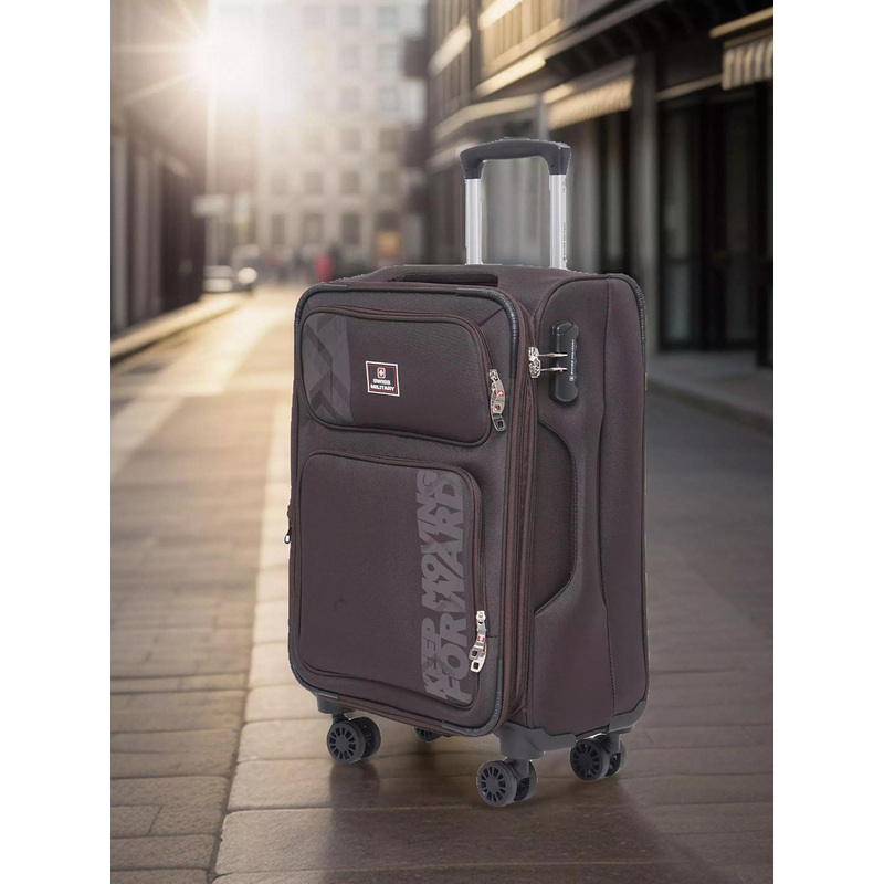 SWISS MILITARY Printed Soft Sided Large Trolley Suitcase 52 L