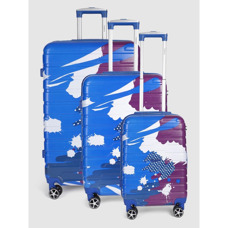 Teakwood Leathers Set of 3 Cracker Print 360 Degree Rotation Hard Trolley Bags 182.3L
