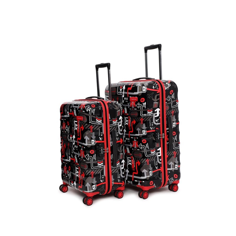 uppercase JFK Pack Of 2 Printed Hard-Sided 360-Degree Rotation Trolley Bags
