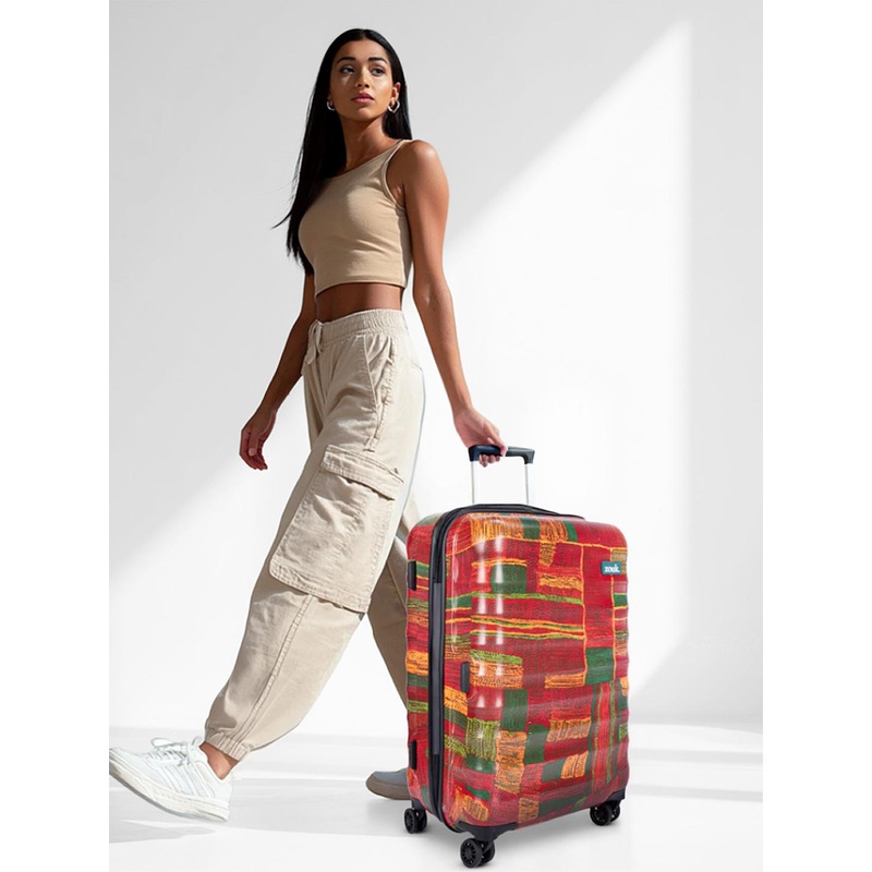 ZOUK Indus Lattice Red Amorah Trolley Bag Medium