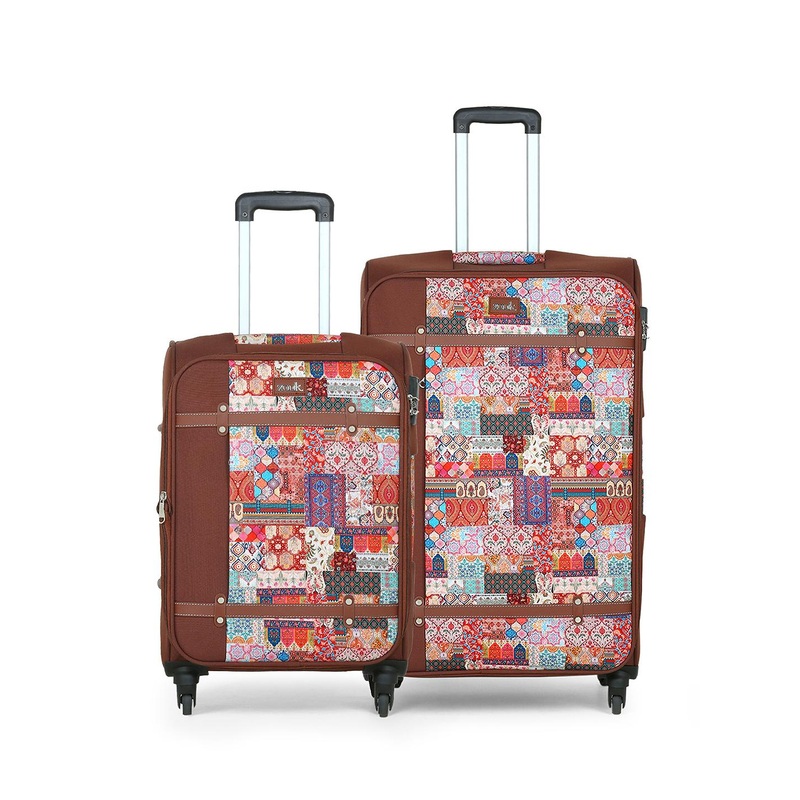 ZOUK Kutch Gamthi Set of 2 Cabin & Medium Saira Trolley Bags