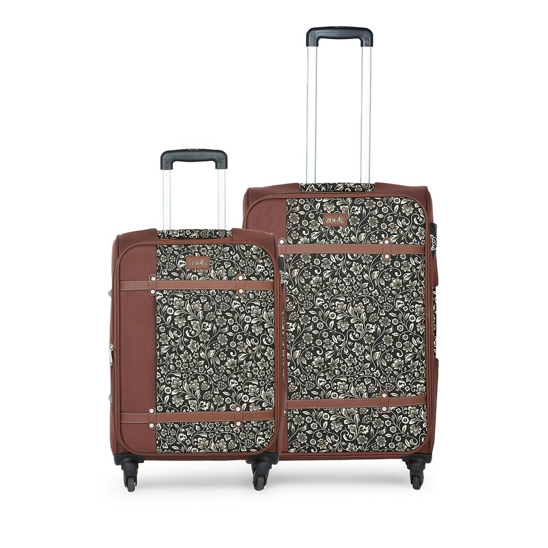 ZOUK Unisex Set of 2 Flomotif Saira Cabin & Medium Trolley Bags