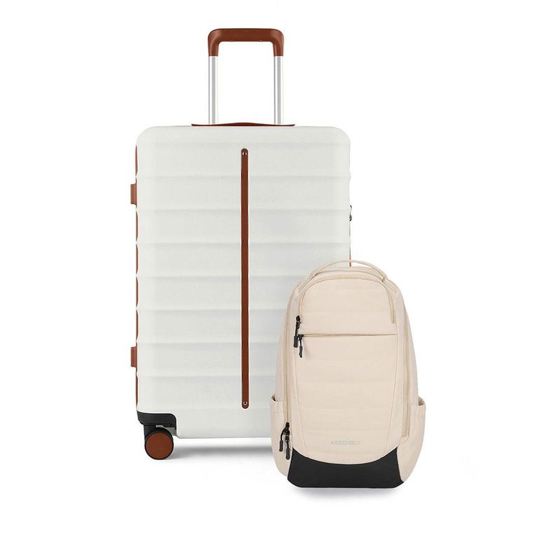 Assembly Odyssey White Lightweight CheckIn Trolley Bag 24 Inches with Laptop Backpack