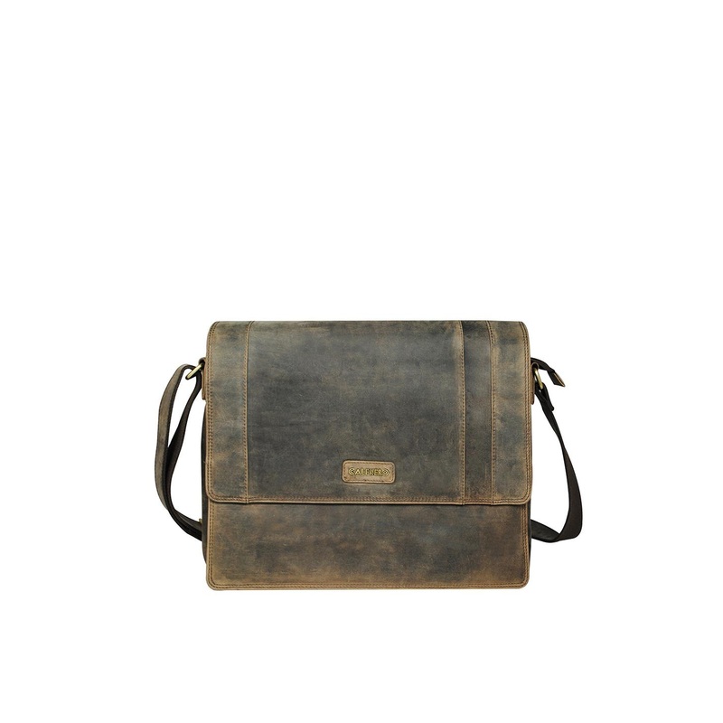 CALFNERO Men Olive Green Messenger Bag