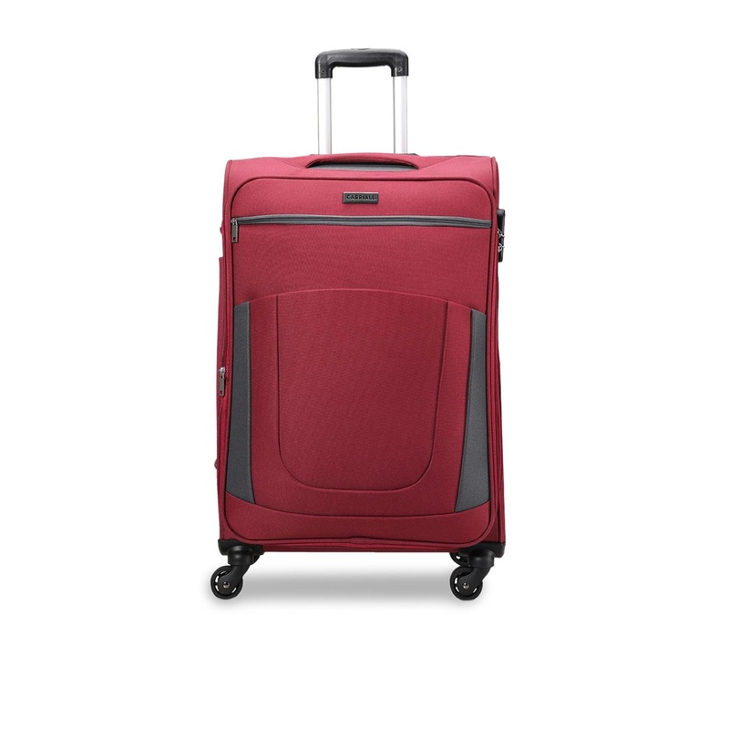 CARRIALL Red & Grey Solid Soft-Sided Medium Trolley Suitcase