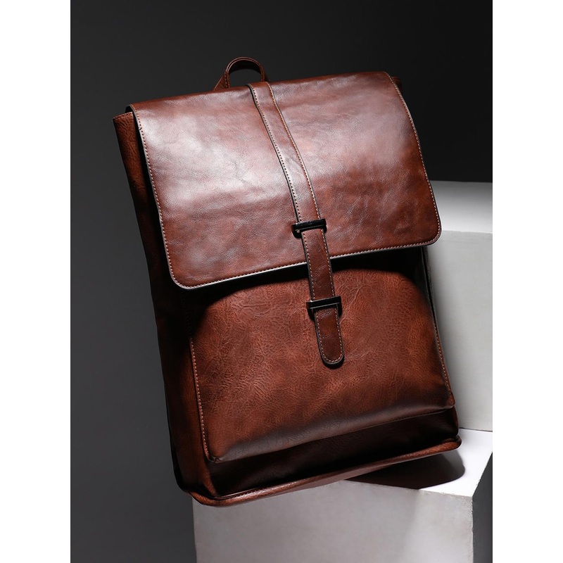French Accent Men Ergonomic Leather Backpack