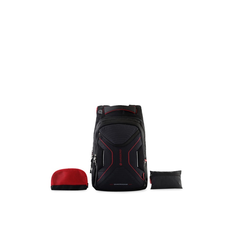 Harissons Unisex Black Striped with Reflective Strip Backpack