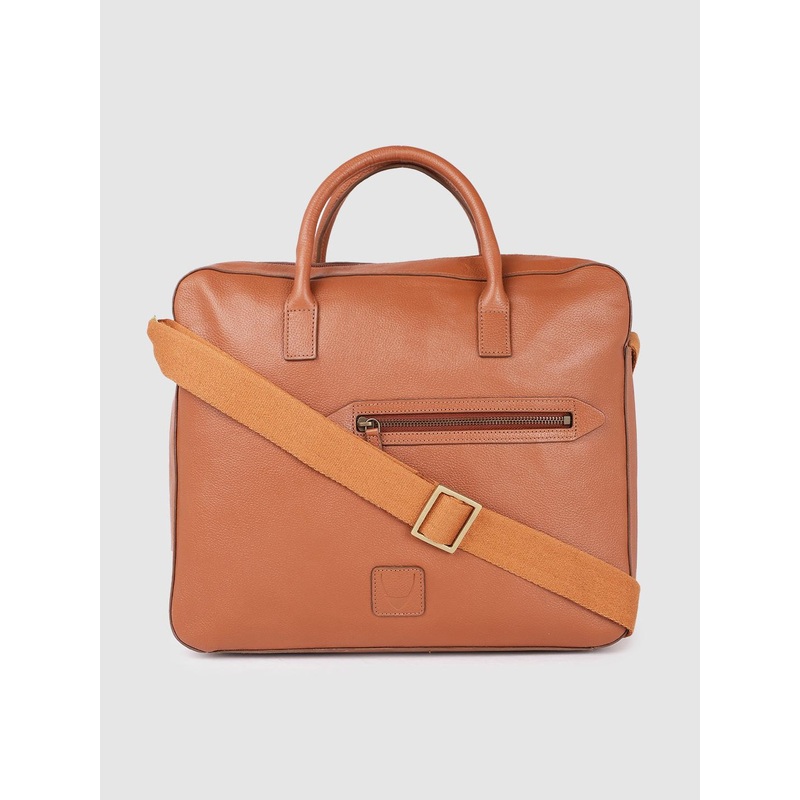 Hidesign Unisex Tan Brown Textured Messenger Bag