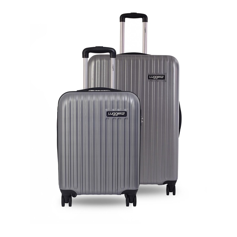 Luggero  Set Of 2 Textured Hard-Sided Trolley Bags Suitcase