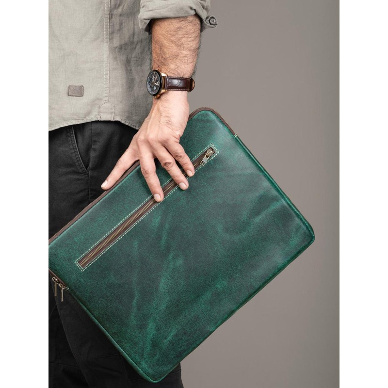 MaheTri Unisex Snake Skin Textured Leather Laptop Sleeve