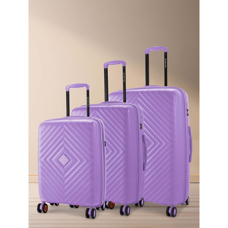 Nasher Miles Antwerp Polypropylene Set of 3 S\u002FM\u002FL Purple Trolley Bags 55-65-75cm