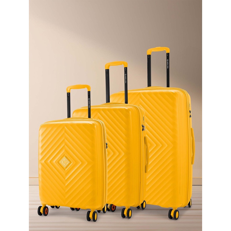Nasher Miles Antwerp Polypropylene Set of 3 S\u002FM\u002FL Yellow Trolley Bags 55-65-75cm