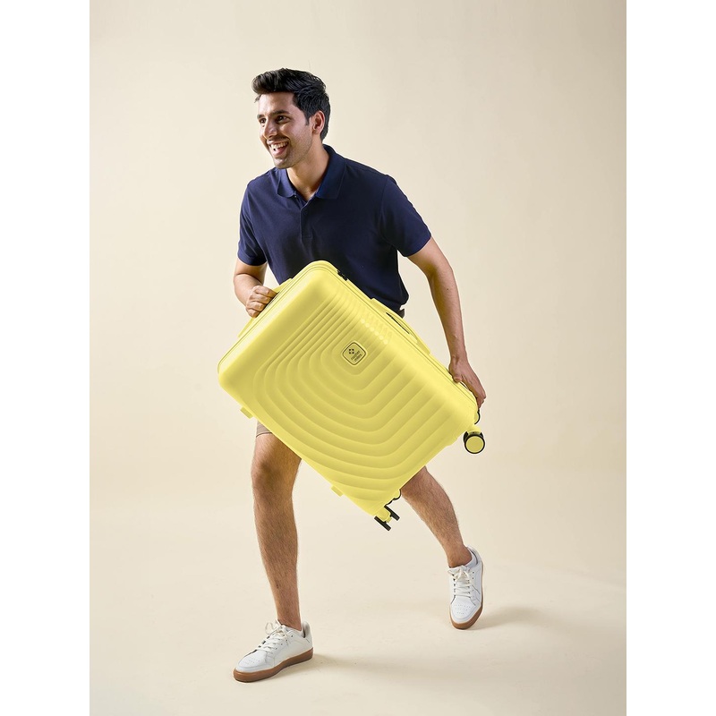 Nasher Miles Boston Polypropylene Medium Yellow Trolley Bag – 24 Inch (65 cm)