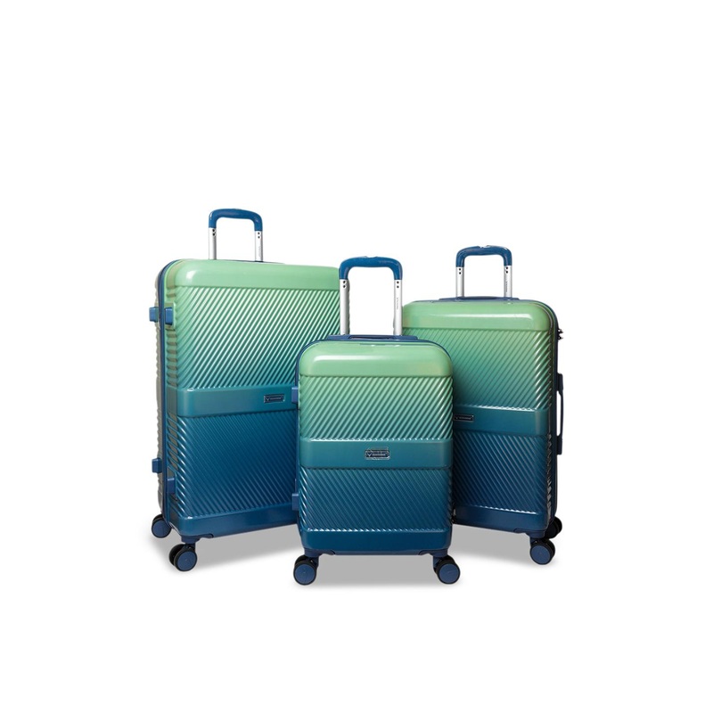REDHORNS Unisex 3-Pcs Colourblocked Hard-Sided Medium Trolley Suitcase