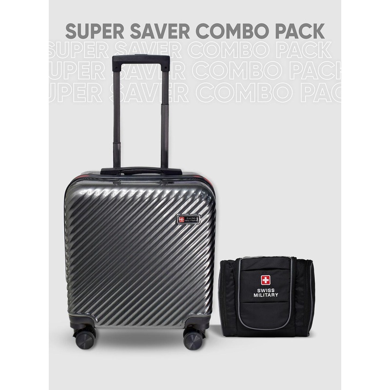 SWISS MILITARY Textured Hard-Sided Overnighter Overnighter Trolley Bag & Toilitry Bag