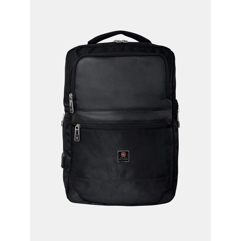 SWISS MILITARY Unisex Brand Logo Backpack with USB Charging Port