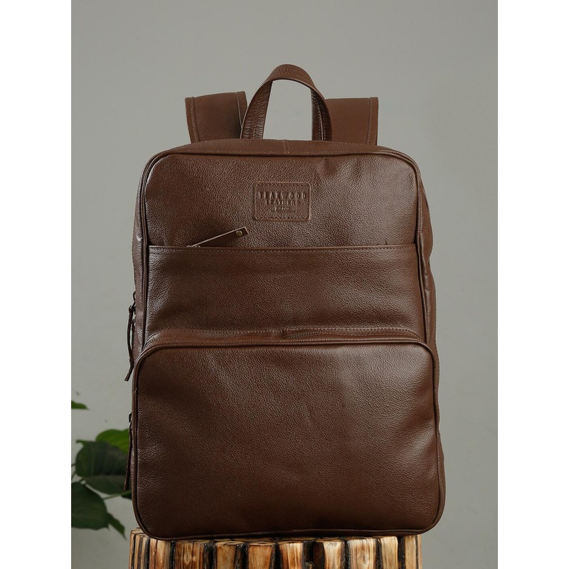 Teakwood Leathers Men Leather Ergonomic Backpack with Anti-Theft