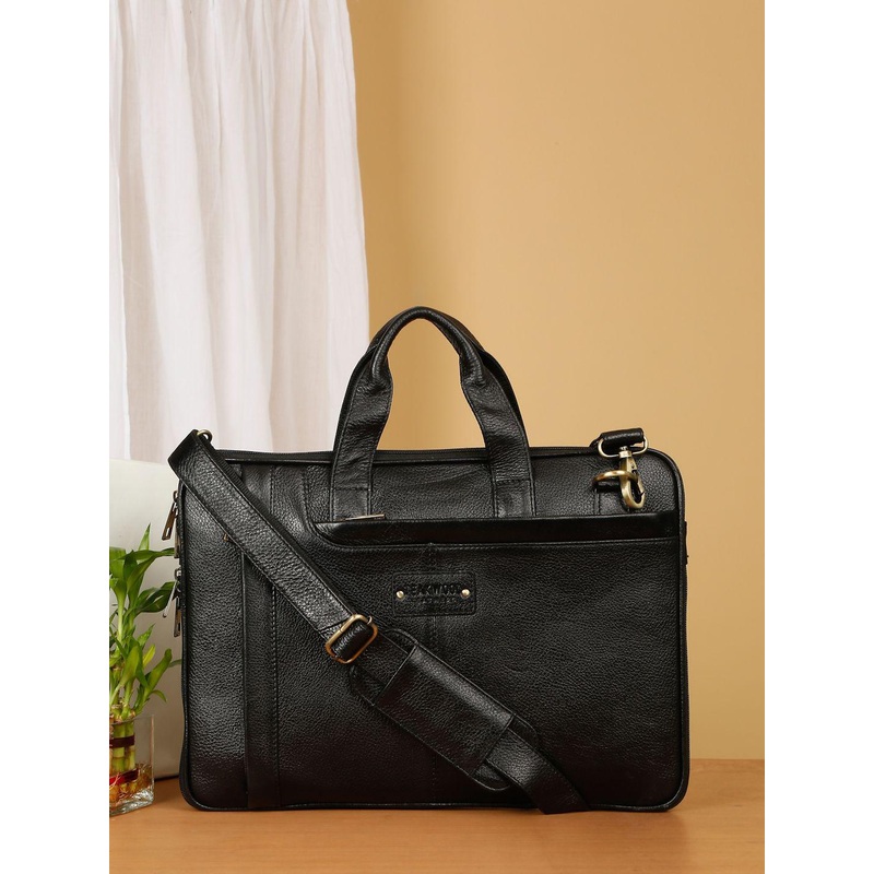 Teakwood Leathers Unisex Up To 16 Inch Textured Leather Laptop Bag