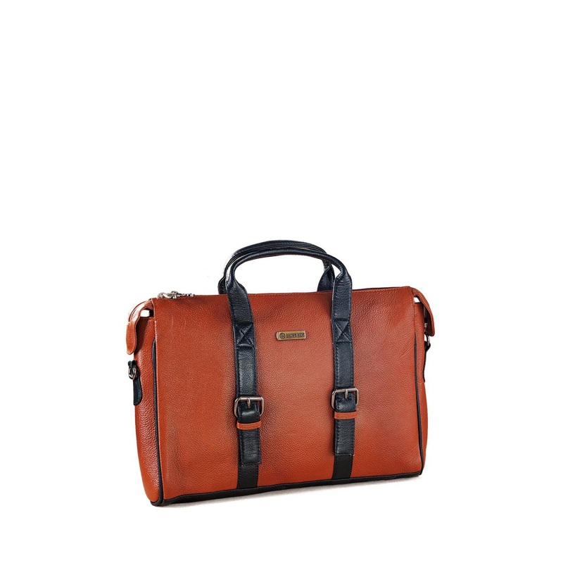 The Brown Hide Men Textured Leather Laptop Bag