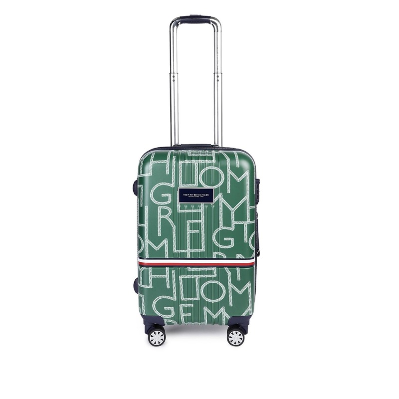 Tommy Hilfiger Olive Green Textured Trolley Bag – 52 L