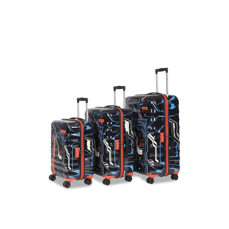 uppercase Cyber Punk Set Of 3 Printed Hard-Sided Trolley Suitcases