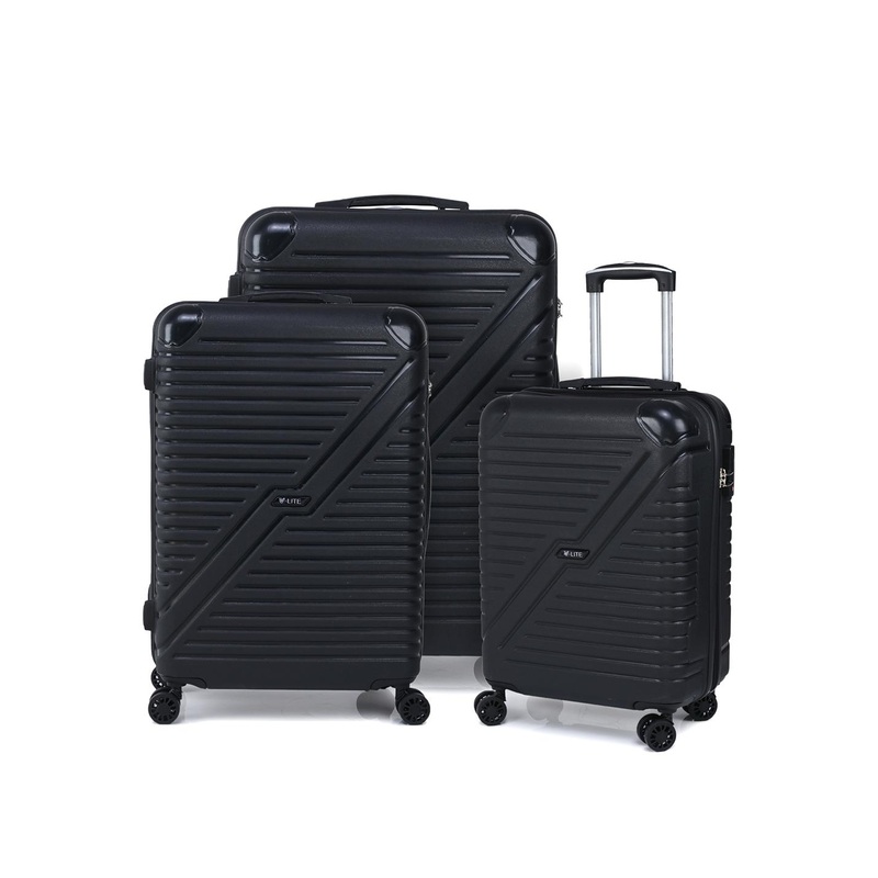 V By Verage Horizon Set Of 3 Black Hardsided Luggage Trolley Bag
