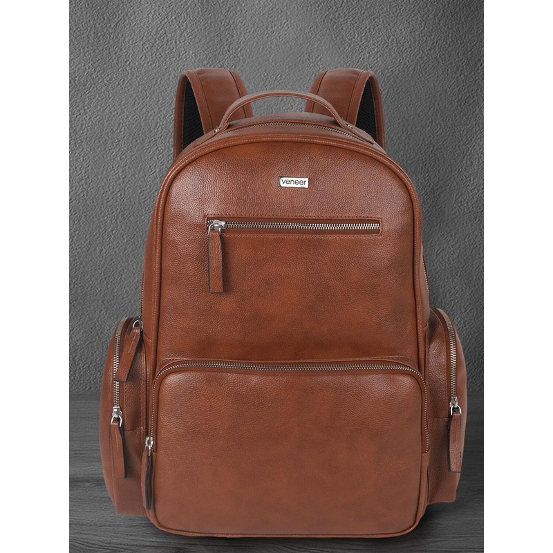 Veneer Unisex Textured Vegan Leather Backpack Up to 15 inch