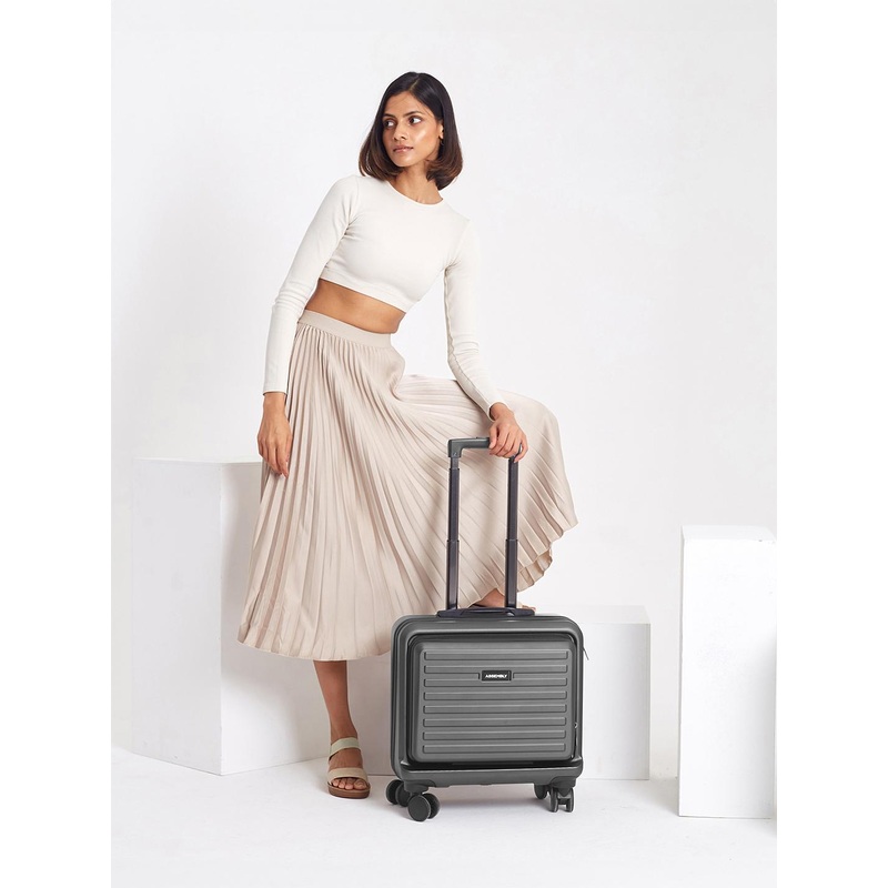 Assembly Stark Grey Premium Trolley Bag with Laptop Compartment Fits Upto 16 Inches