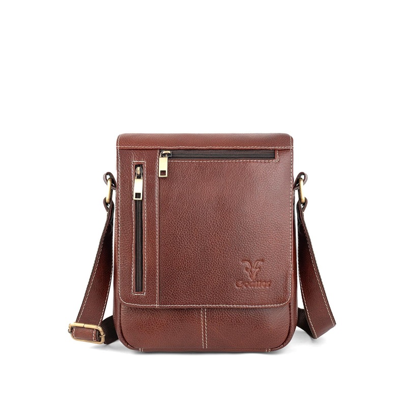 Goatter Men Textured Crossbody Leather Sling Bag