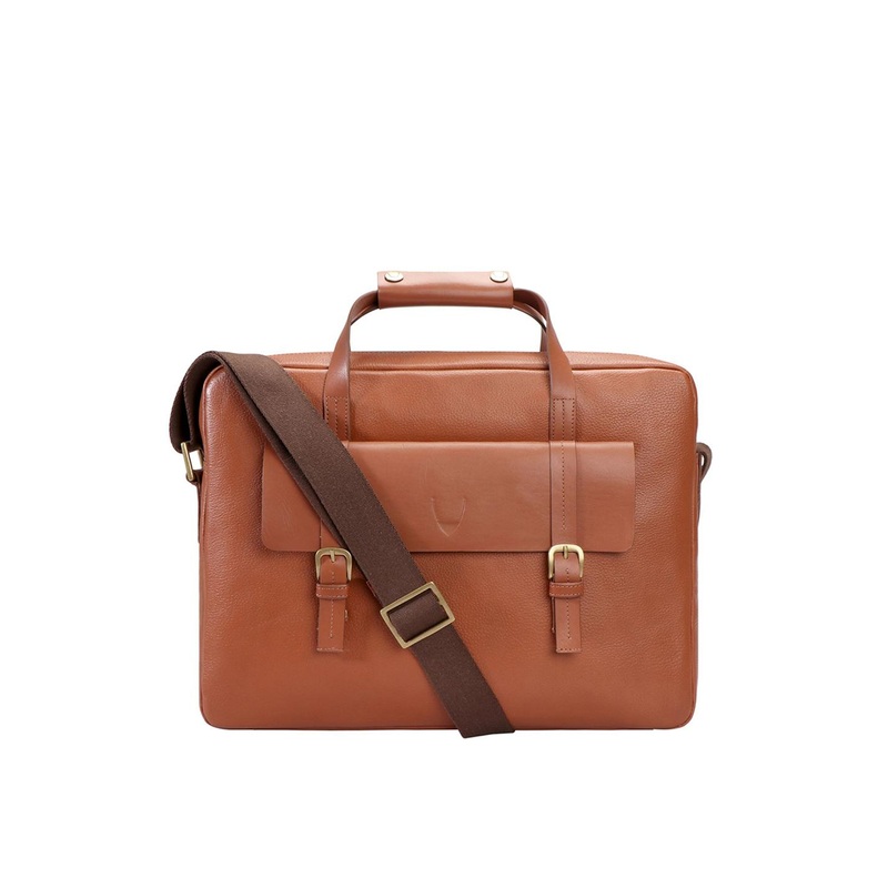 Hidesign Men Tan Brown Solid Leather Laptop Bag