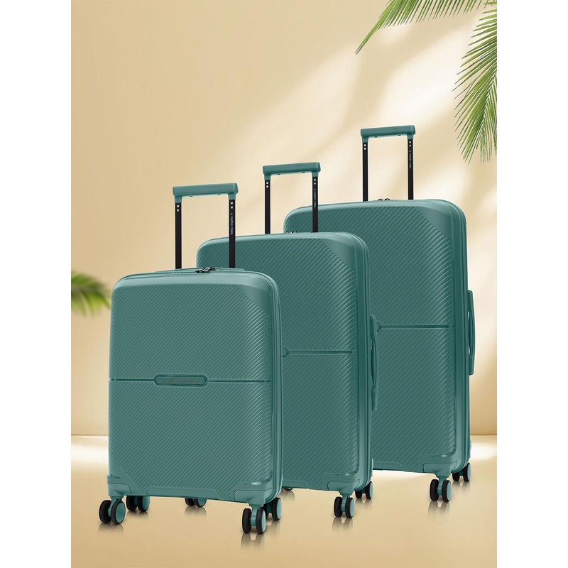 Nasher Miles Hawaii Polypropylene Set of 3 S\u002FM\u002FL Dark Green Trolley Bags (55-65-75 cm)