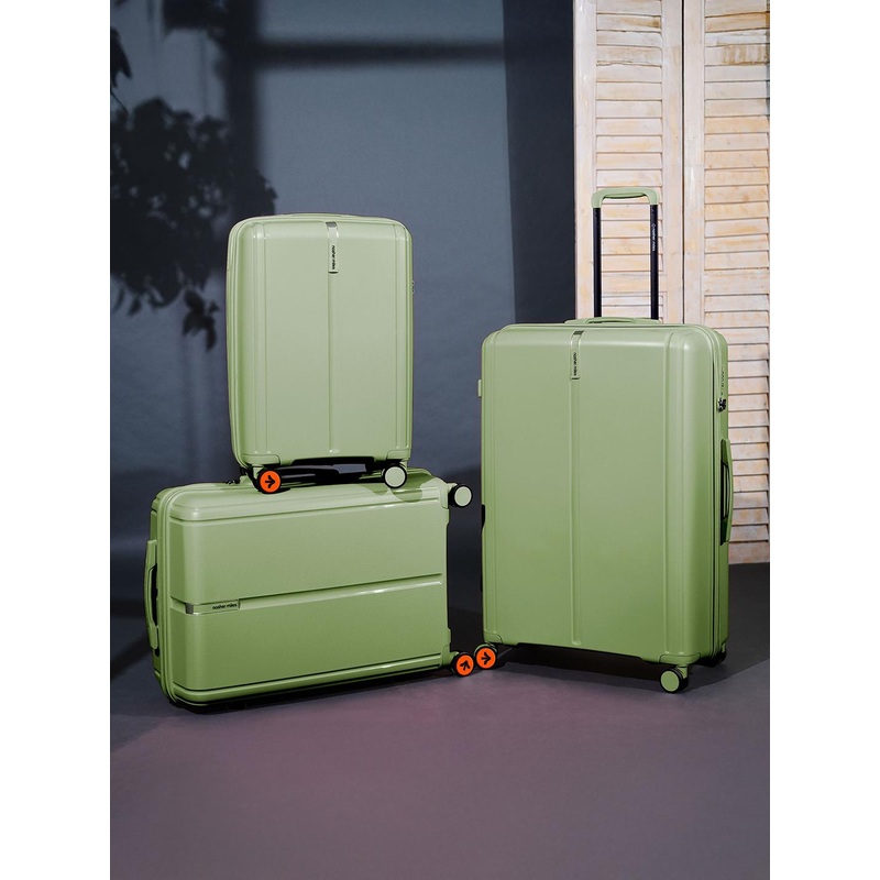 Nasher Miles The Line Polypropylene Green Trolley Bag Set 3 S\u002FM\u002FL 55-65-75cm