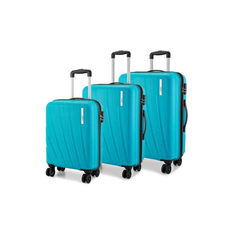 Safari Cairo Set Of 3 Textured Hard Sided Large Medium & Cabin Trolley Bags