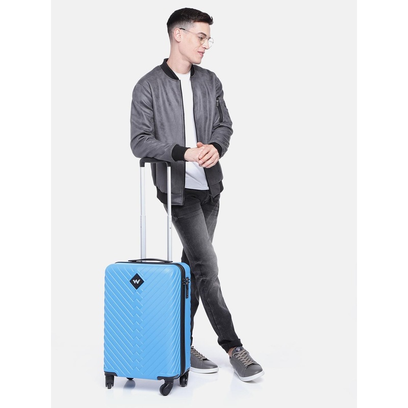 Wildcraft Blue Citron Textured Hard Sided Cabin Trolley Suitcase