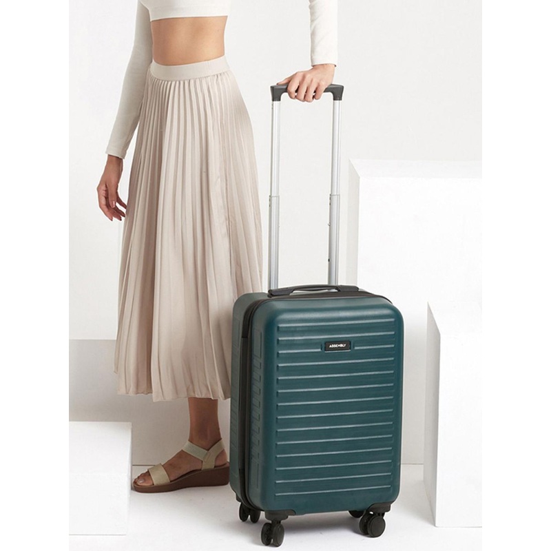 Assembly Green Textured 360 Degree Rotation Hard Cabin-Sized Trolley Bag 40L
