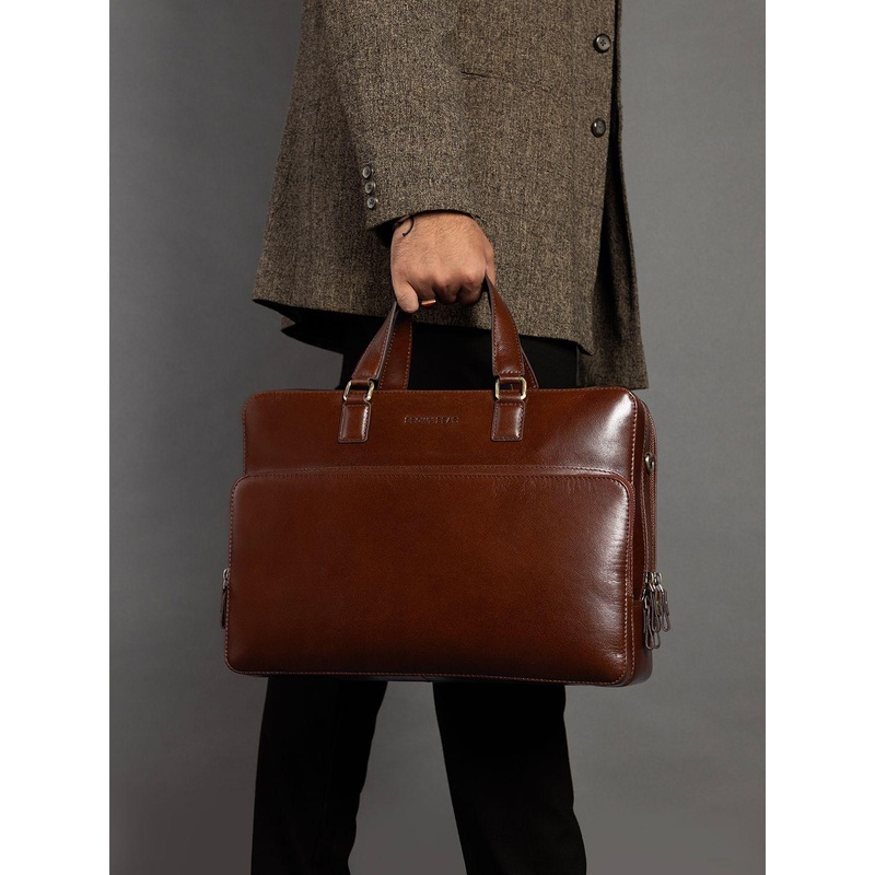 BROWN BEAR Unisex Leather Laptop Bag