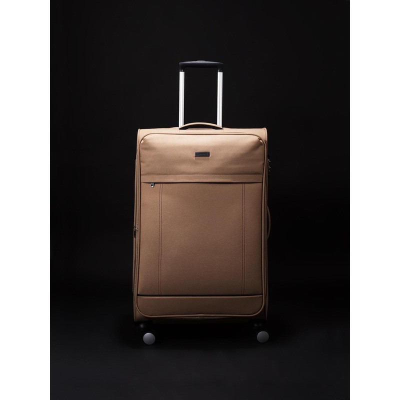CARRIALL Beige Solid Soft-Sided Medium Trolley Suitcase
