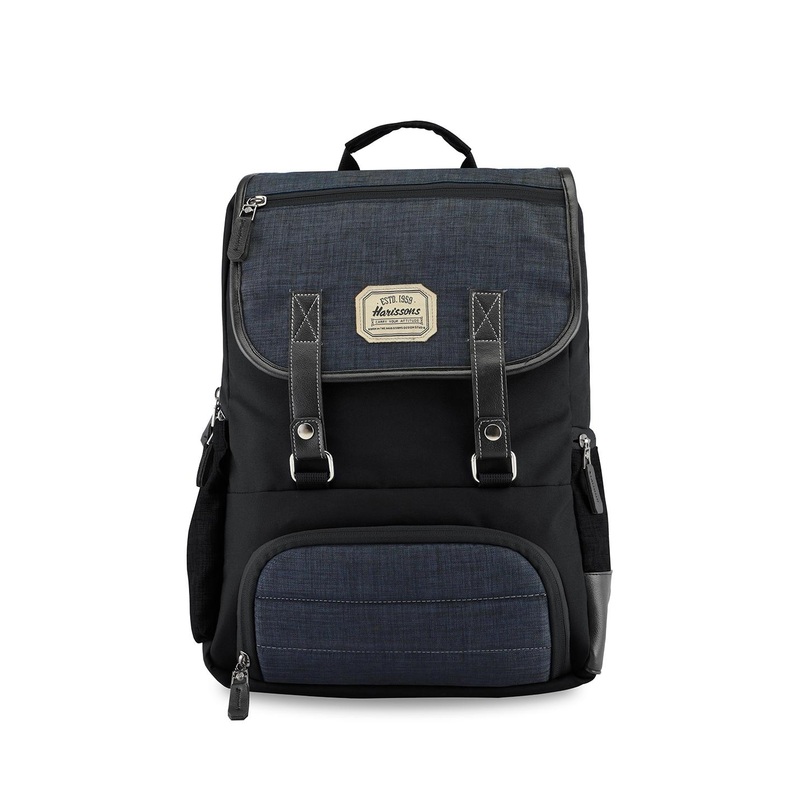 Harissons Unisex Grey & Blue 14 Inch Laptop Backpack with Hip Strap