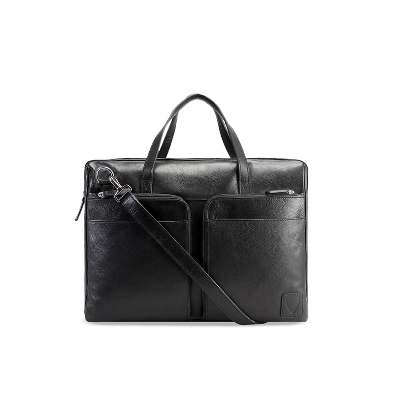 Hidesign Men Black Solid Laptop Leather Bag
