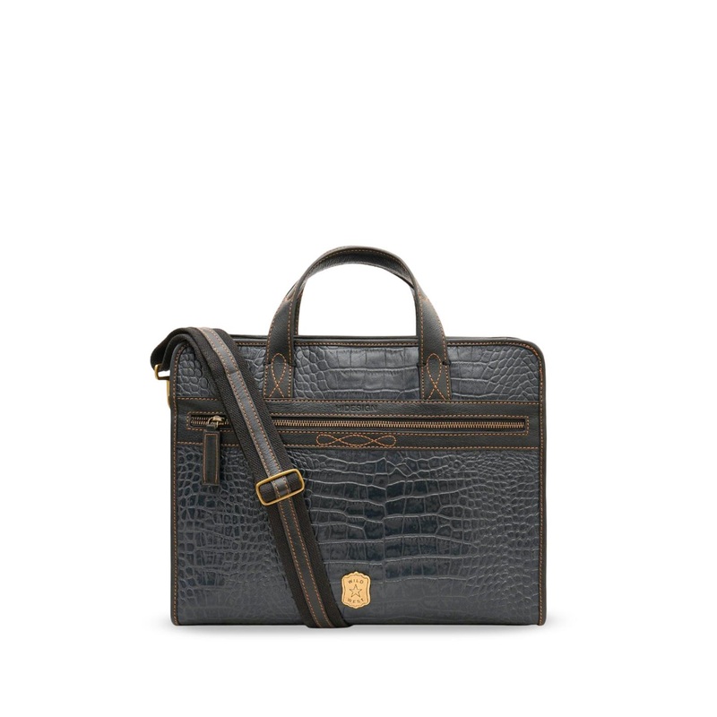 Hidesign Textured Leather Structured Briefcase \u002F Shoulder Bag with Tasselled
