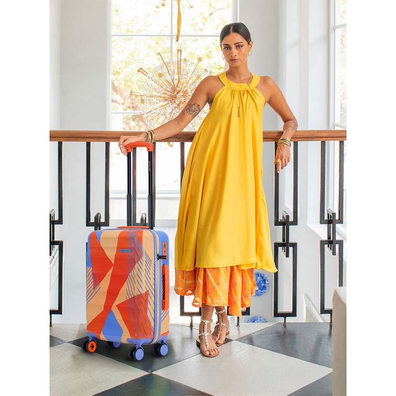 Nasher Miles Chicago Hard-Sided Polycarbonate Cabin Orange-Blue Trolley Bag – 20Inch 55cm