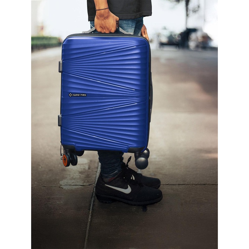 Nasher Miles Navy Blue Textured Hard-Sided Cabin Trolley Bag