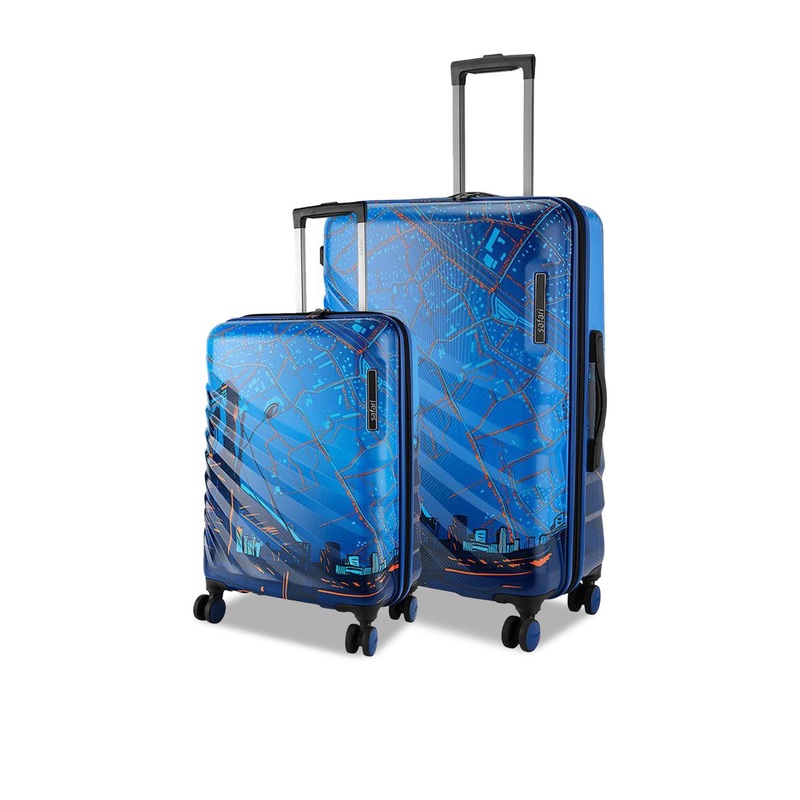 Safari Select Brooklyn Set of 2 Blue Printed Polycarbonate with TSA Lock Trolley Bag