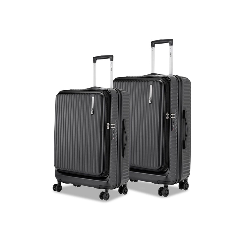 Safari Select Recoil Set Of 2 Black Top Open Polycarbonate with TSA Lock Trolley Bag