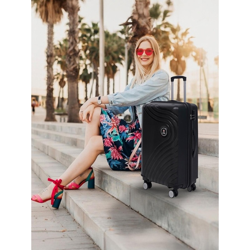 SWISS MILITARY MilesPro Striped Hard-Sided Cabin Trolley Bags